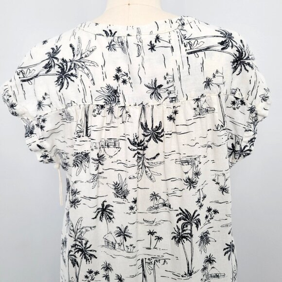 ANA Linen Blend Hawaiian Print T-Shirt Dress – Beach Cover-Up / Tunic Size XS - Picture 5 of 14